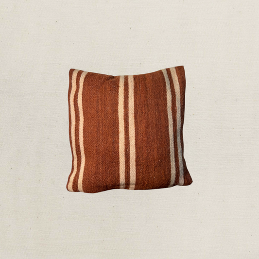 Small Hand-Woven Hanbel Cushion Cover | Rust Wool Stripe No. 2