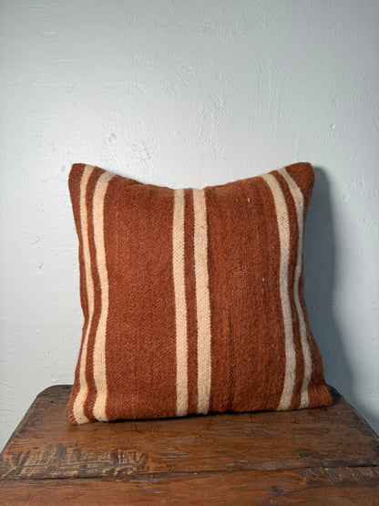 Small Hand-Woven Hanbel Cushion Cover | Rust Wool Stripe No. 1