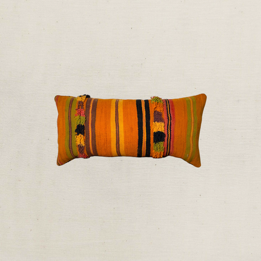 Large Hand-Woven Hanbel Cushion Cover | Ochre Stripe Lumbar