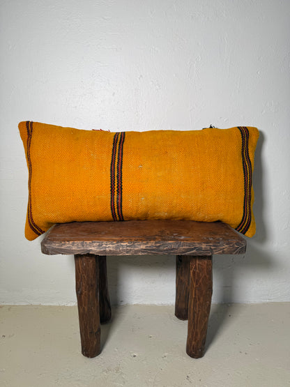 Large Hand-Woven Hanbel Cushion Cover | Ochre Stripe Lumbar