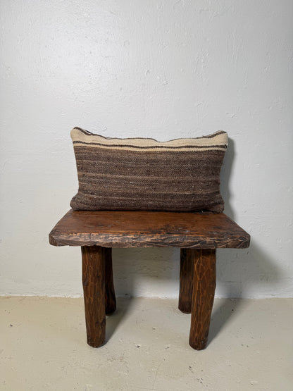 Small Hand-Woven Hanbel Cushion Cover | Brown Stripe Lumbar No. 1