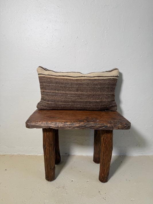 Small Hand-Woven Hanbel Cushion Cover | Brown Stripe Lumbar No. 1