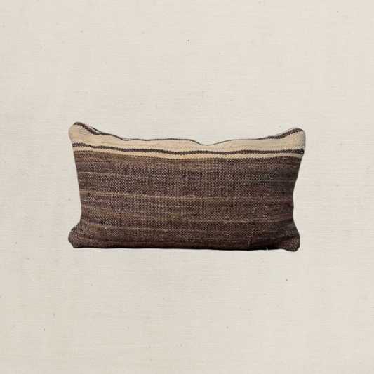 Small Hand-Woven Hanbel Cushion Cover | Brown Stripe Lumbar No. 1