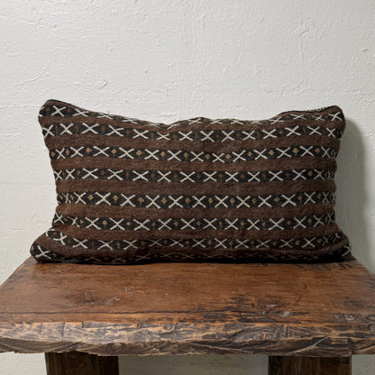 Small Hand-Woven Hanbel Cushion Cover | Brown Stripe Lumbar No. 2