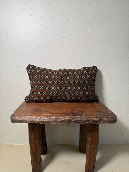 Small Hand-Woven Hanbel Cushion Cover | Brown Stripe Lumbar No. 1