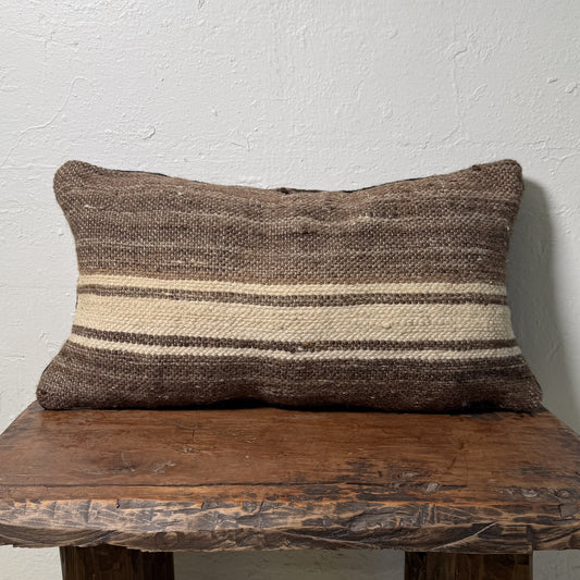 Small Hand-Woven Hanbel Cushion Cover | Brown Stripe Lumbar No. 2