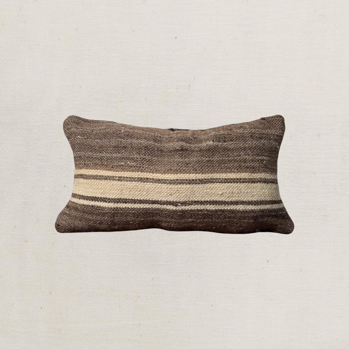 Small Hand-Woven Hanbel Cushion Cover | Brown Stripe Lumbar No. 2