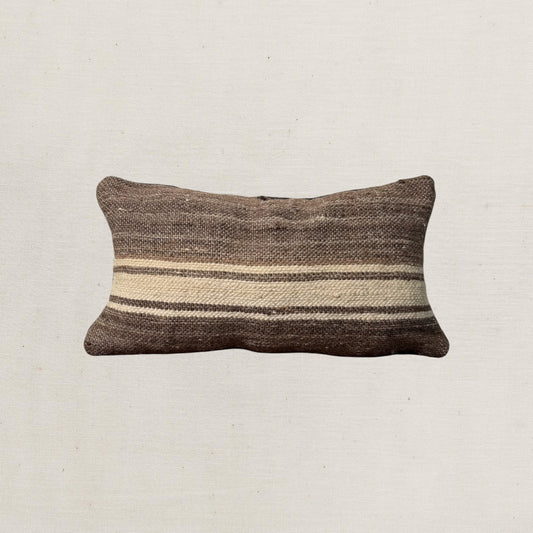 Small Hand-Woven Hanbel Cushion Cover | Brown Stripe Lumbar No. 2