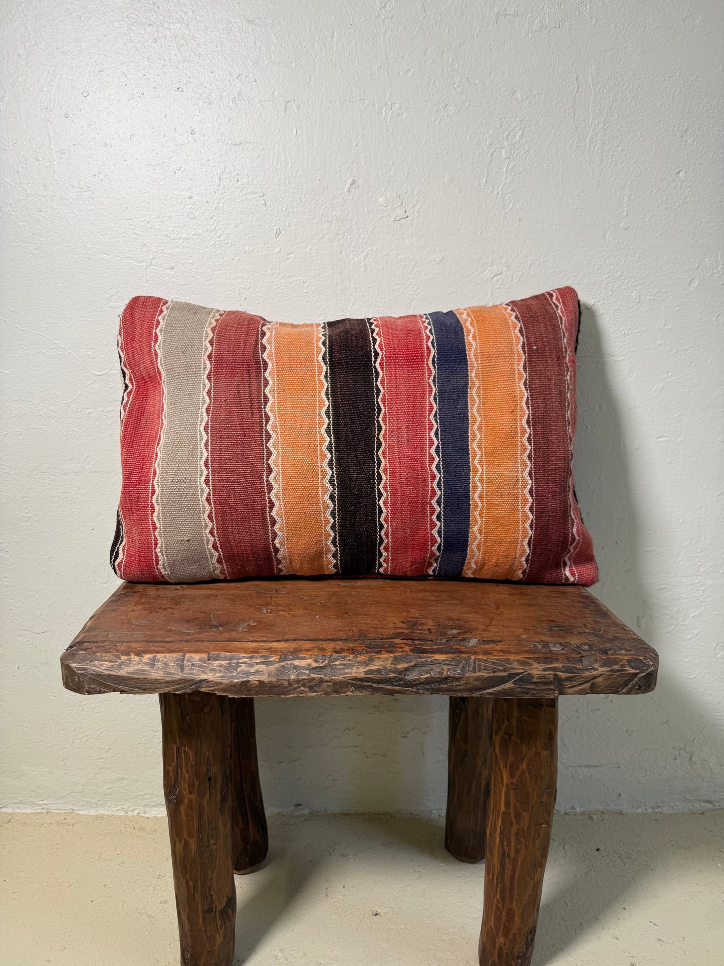 Medium Hand-Woven Hanbel Cushion Cover | Red Diamond Stripe No. 1