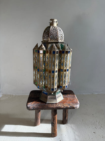 Hand-Pierced Brass & Coloured Glass Lantern | No. 1