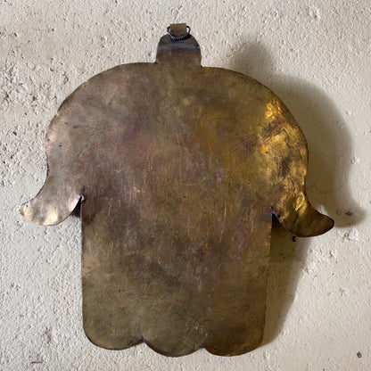 Large Moroccan Brass & Glass Hamsa Amulet | No. 2