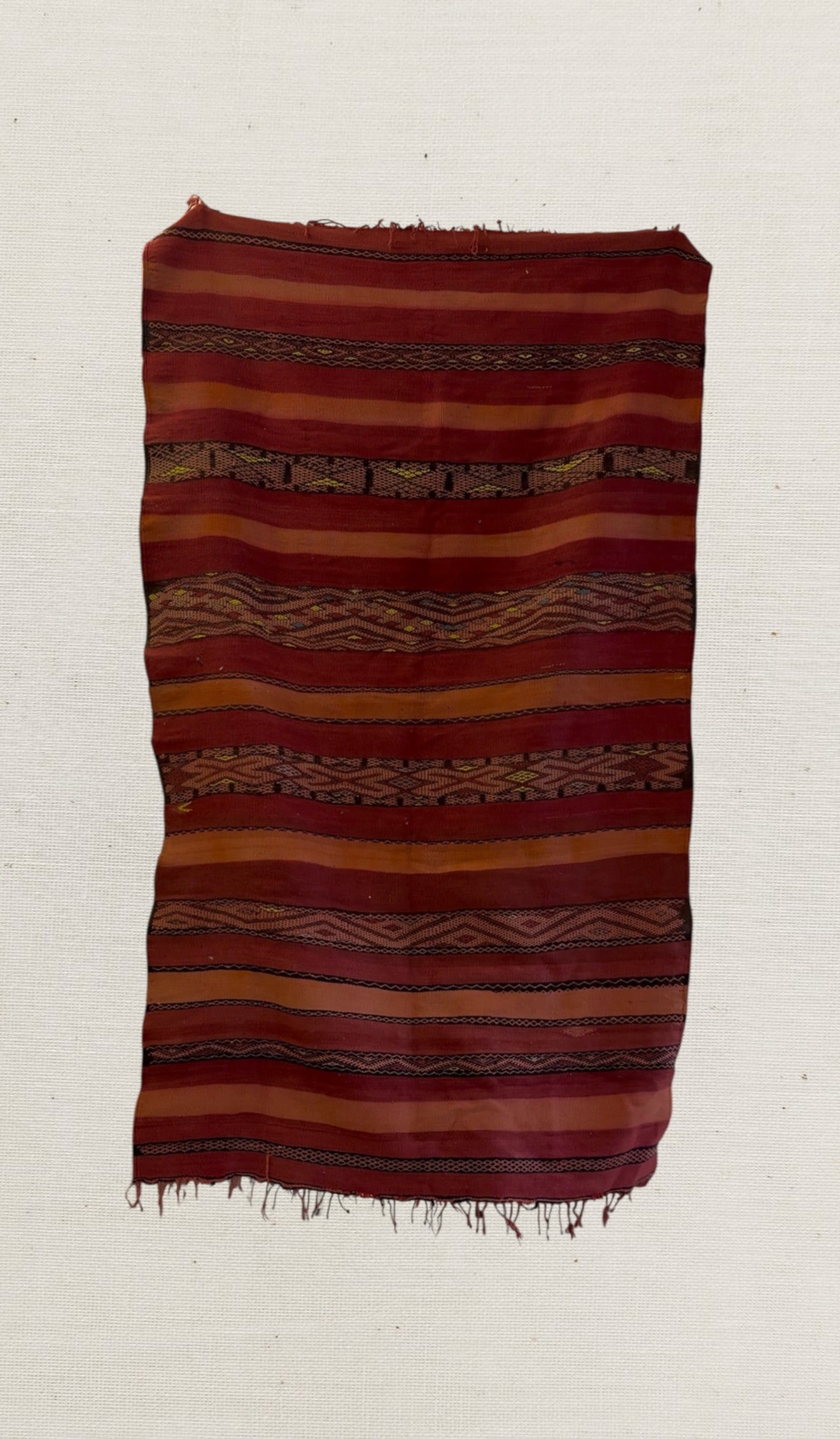 Vintage Hanbel Rug | Red, Terracotta & Tribal Bands