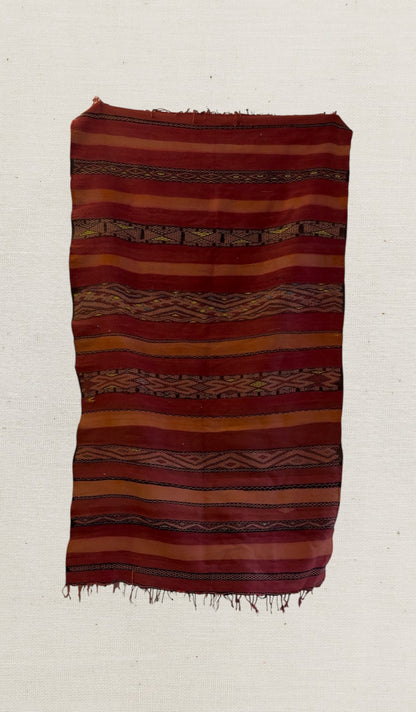 Vintage Hanbel Rug | Red, Terracotta & Tribal Bands
