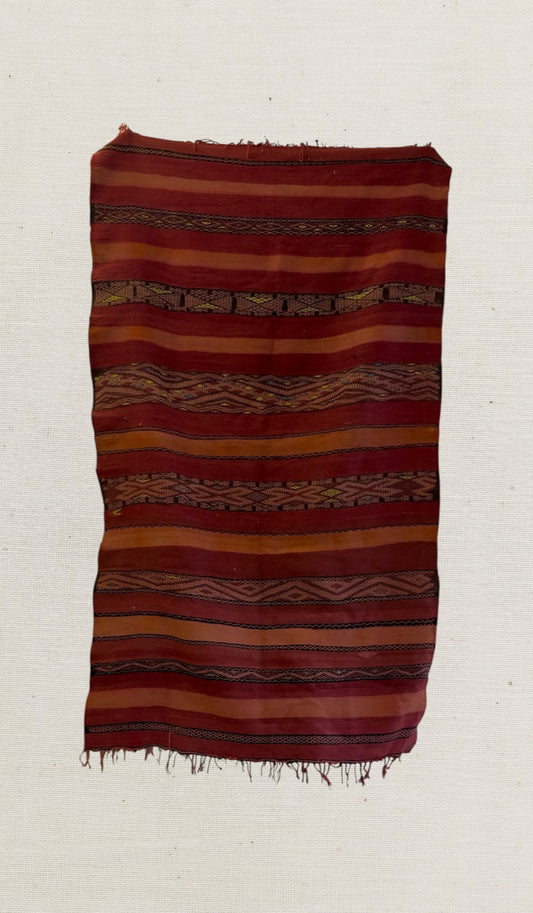 Vintage Hanbel Rug | Red, Terracotta & Tribal Bands