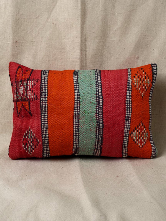Moroccan Cushion Cover | Red, Orange & Mint Stripe