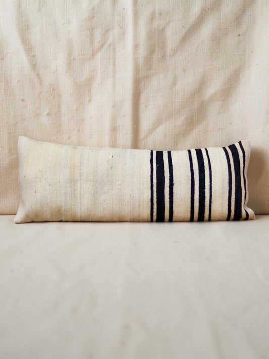 Long Moroccan Cushion Cover | Cream & Black Stripe