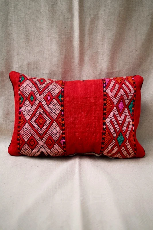 Moroccan Cushion Cover | Red Geometric
